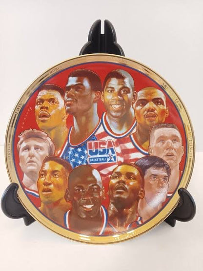 M.J THE COME BACK UPPER DECK BRADFORD & 1992 FIRST TEN CHOSEN USA OLYMPIC PLATES (SET OF 2)