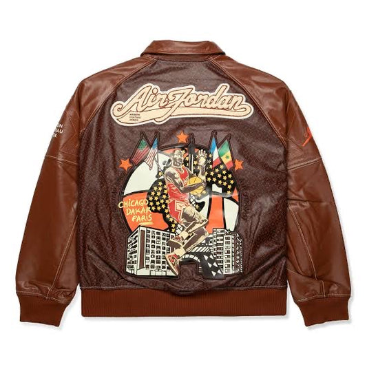 JORDAN X MAISON CHATEAU ROUGE FLIGHT JACKET BROWN