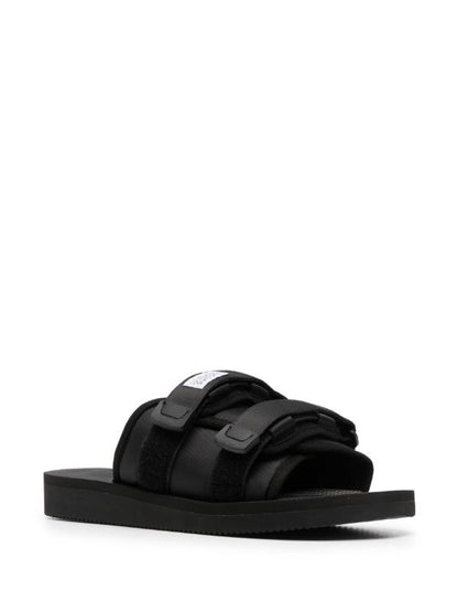 SUICOKE LOGO PATCH SLIP-ON SLIDES BLACK