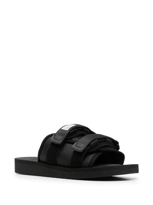 SUICOKE LOGO PATCH SLIP-ON SLIDES BLACK