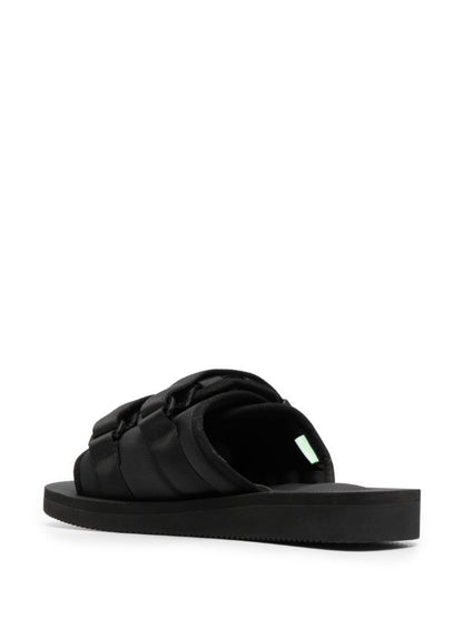 SUICOKE LOGO PATCH SLIP-ON SLIDES BLACK