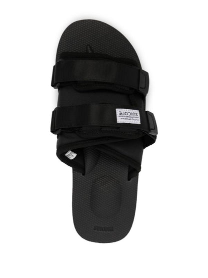 SUICOKE LOGO PATCH SLIP-ON SLIDES BLACK