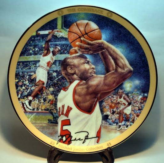 M.J THE COME BACK UPPER DECK BRADFORD & 1992 FIRST TEN CHOSEN USA OLYMPIC PLATES (SET OF 2)