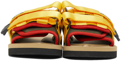 SUICOKE LOGO PATCH SLIP-ON SLIDES YELLOW & GREEN