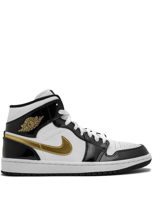AIR JORDAN 1 MID SE PATENT BLACK GOLD
