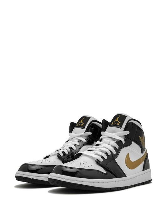AIR JORDAN 1 MID SE PATENT BLACK GOLD