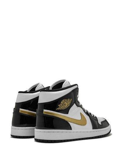 AIR JORDAN 1 MID SE PATENT BLACK GOLD