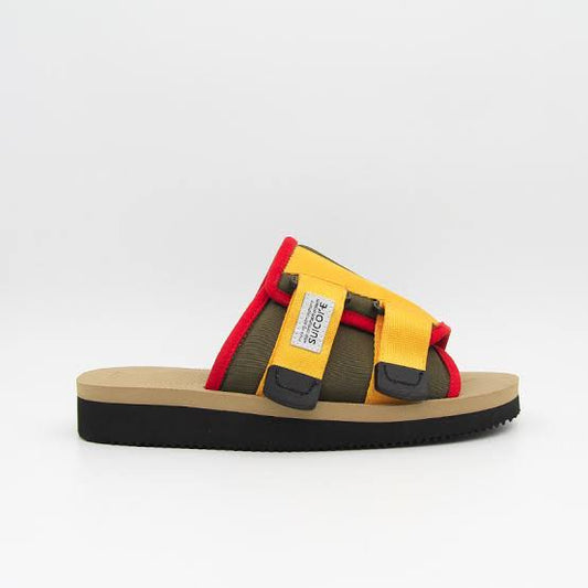 SUICOKE LOGO PATCH SLIP-ON SLIDES YELLOW & GREEN