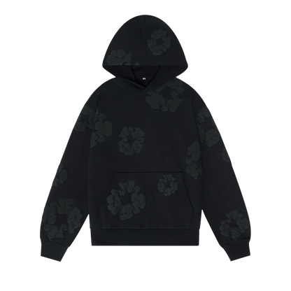 DENIM TEARS COTTON WREATH HOODIE MONOCHROME  BLACK