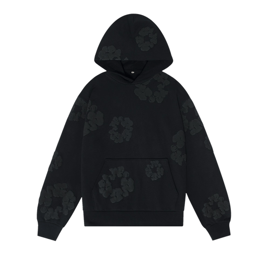 DENIM TEARS COTTON WREATH HOODIE MONOCHROME  BLACK