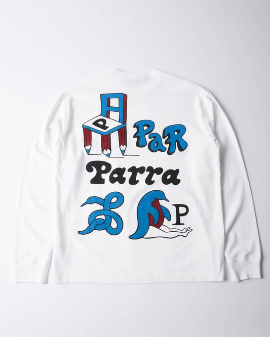 PARRA CHAIR PENCIL LONGSLEEVE T-SHIRT WHITE