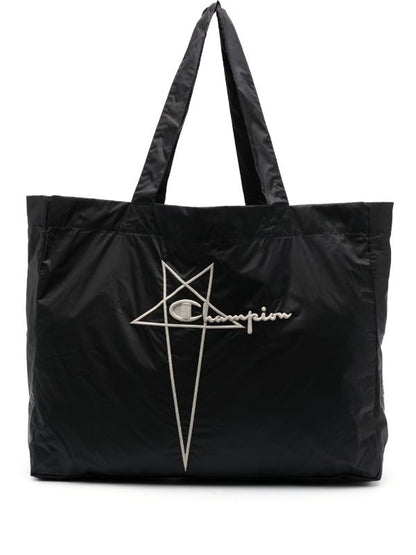 RICK OWENS X CHAMPION LOGO EMBROIDERED TOTE BAG
