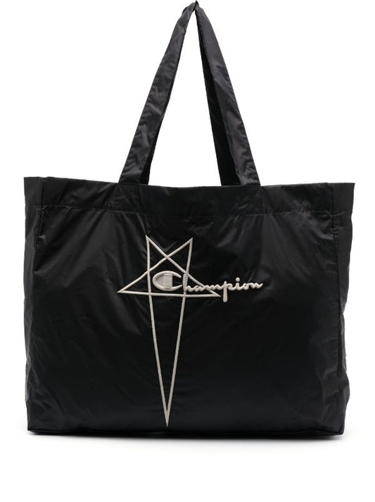 RICK OWENS X CHAMPION LOGO EMBROIDERED TOTE BAG